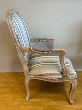 Load image into Gallery viewer, Pair of Vintage French Louis XV Style Fauteuils with Striped Upholstery
