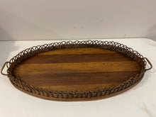 Load image into Gallery viewer, Vintage Oval Tray with Wicker Gallery and Brass Handles
