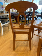 Load image into Gallery viewer, Set of Six Pine Dining Chairs with Rush Seats from Pottery Barn
