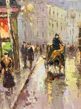 Load image into Gallery viewer, Large Original Oil Painting of European Street Scene by Sung, signed
