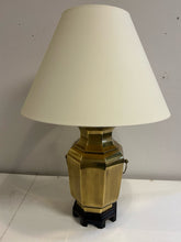 Load image into Gallery viewer, Vintage Wildwood-Style Brass Hexagonal Lamp with Ring Handles on Wood Base
