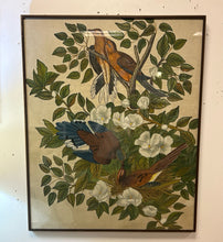 Load image into Gallery viewer, Original Hand Painting of Birds and Flowers on Silk from Bali
