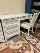 Load image into Gallery viewer, 4 Drawer White Wicker Desk with Laminate Top &amp; Chair from Henry Link
