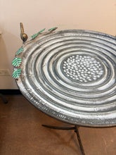 Load image into Gallery viewer, Metal Bird Bath With Bird and Leaves
