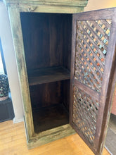 Load image into Gallery viewer, Distressed Green Lattice Front Cabinet
