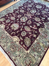 Load image into Gallery viewer, 100% Wool Cranberry &amp; Sage Green Area Rug
