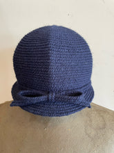 Load image into Gallery viewer, Blue Wool Hat With Bow
