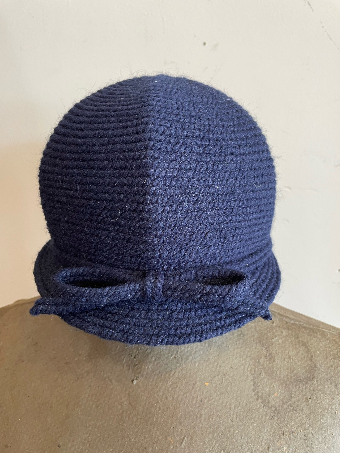 Blue Wool Hat With Bow