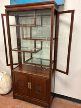 Load image into Gallery viewer, Vintage Asian Chinoiserie Style Rosewood Glass Front Display Cabinet

