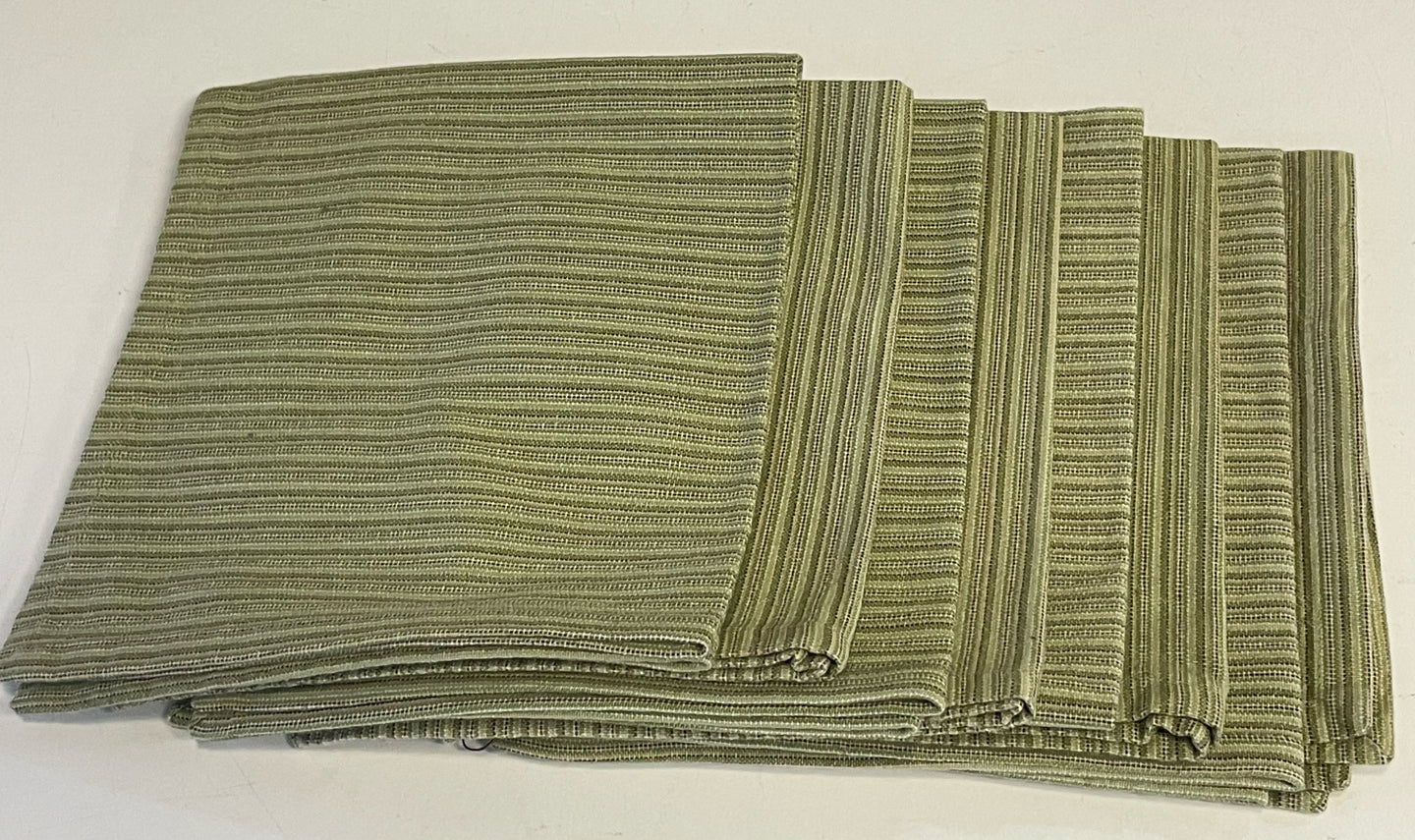 Eight  Green Striped Dinner Napkins