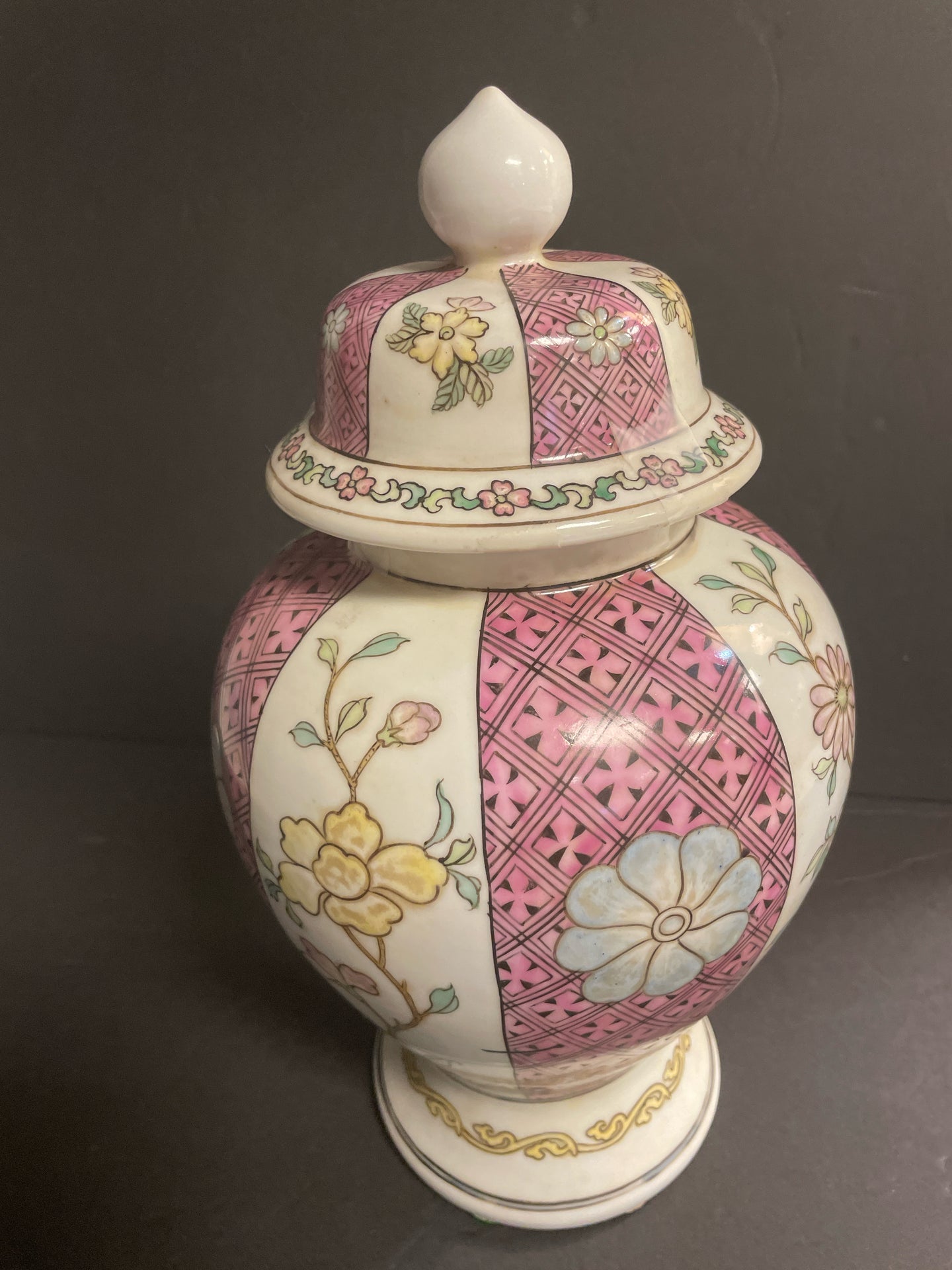 Pink Floral Lidded Ginger Jar