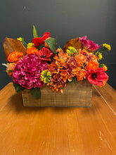 Load image into Gallery viewer, Colorful Artificial Flowers in Wood Box
