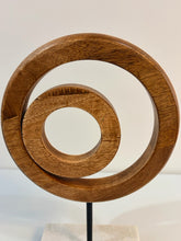 Load image into Gallery viewer, Mango Wood Abstract Circular Sculpture on Marble Base
