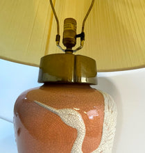 Load image into Gallery viewer, Ceramic Ginger Jar Table Lamp with Crane Motif and Brass Detailing
