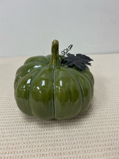 Large Green Ceramic Pumpkin