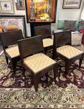 Load image into Gallery viewer, Four Vintage MCM Wood Chairs with Woven Rush Seats
