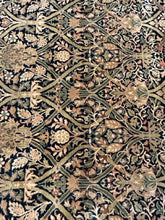 Load image into Gallery viewer, 100% Wool Black, Tan &amp; Green Area Rug
