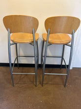Load image into Gallery viewer, Pair of Maple and Steel Barstools from Elite Modern
