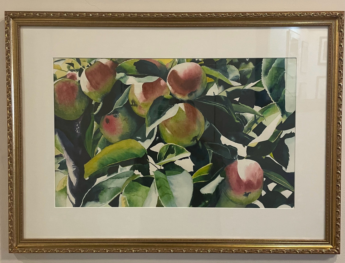 Gold Framed  Watercolor by  Lynn Miller, signed