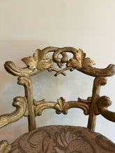 Load image into Gallery viewer, Petite Antique Carved Italian Rococo Style Gold Giltwood Armchair

