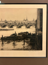 Load image into Gallery viewer, Framed Etching Print &quot;Waterloo Bridge&quot; by Johnstone Baird, signed
