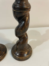 Load image into Gallery viewer, Pair of Barely Twist Wood Candleholders
