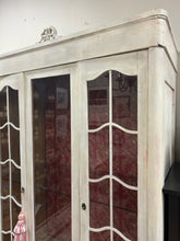 Load image into Gallery viewer, Vintage White Washed Schrank Cabinet with One Glass Shelf
