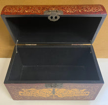 Load image into Gallery viewer, Decorative Latched Box with Red and Gold Accents

