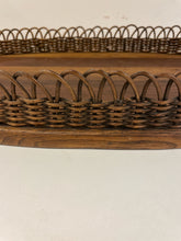 Load image into Gallery viewer, Vintage Oval Tray with Wicker Gallery and Brass Handles
