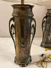 Load image into Gallery viewer, Pair of Silver Plated Art Nouveau Lamps
