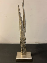 Load image into Gallery viewer, Silver Finished Metal Abstract Sculpture Lamp with Black Suede Shade
