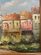 Load image into Gallery viewer, Original Oil in Gold Frame of Mediterranean Village by Xavier Rabous, signed
