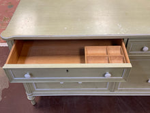Load image into Gallery viewer, Green Six Drawer Shabby Chic Dresser
