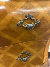 Load image into Gallery viewer, Petite Vintage Italian Bombe Two Drawer Parquet Top Chest of Drawers
