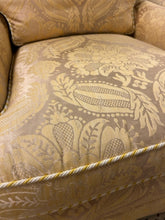 Load image into Gallery viewer, Pair of Gold Damask Club Chairs with Cording from Henredon Furniture
