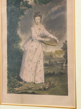 Load image into Gallery viewer, Print of "Mrs. Pelham Feeding Chickens" in Gold Frame
