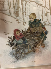 Load image into Gallery viewer, Framed Cross Stitch Winter Scene I

