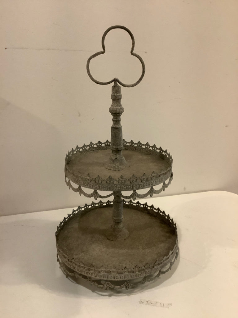 Grey Metal Tiered Tabletop Stand