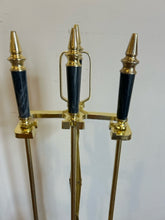 Load image into Gallery viewer, Brass Fireplace Tools with  Marble Detailing

