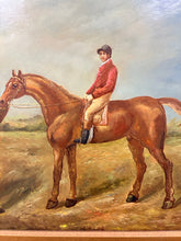Load image into Gallery viewer, Original Oil Painting of Jockey on Horse in Ornate Frame
