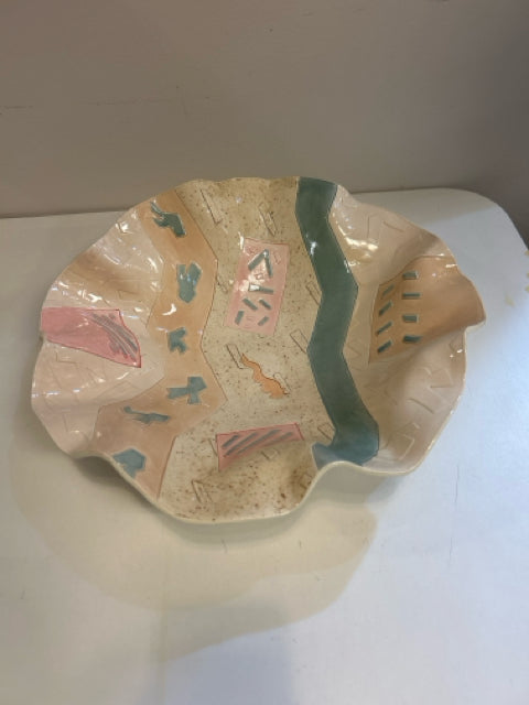 Memphis Style, Post Modern Ceramic Bowl  by Barbara Demery, signed