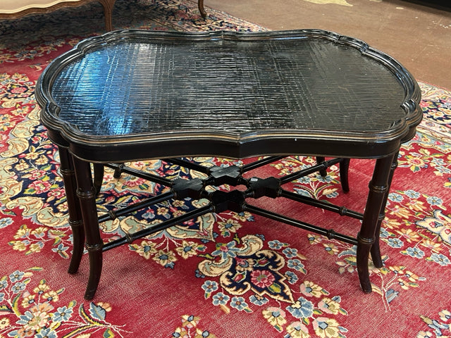 Scalloped Edge Coffee Table with Floral Detailing from Ethan Allen