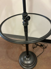 Load image into Gallery viewer, Rubbed Bronze Glass Top Floor Lamp Table
