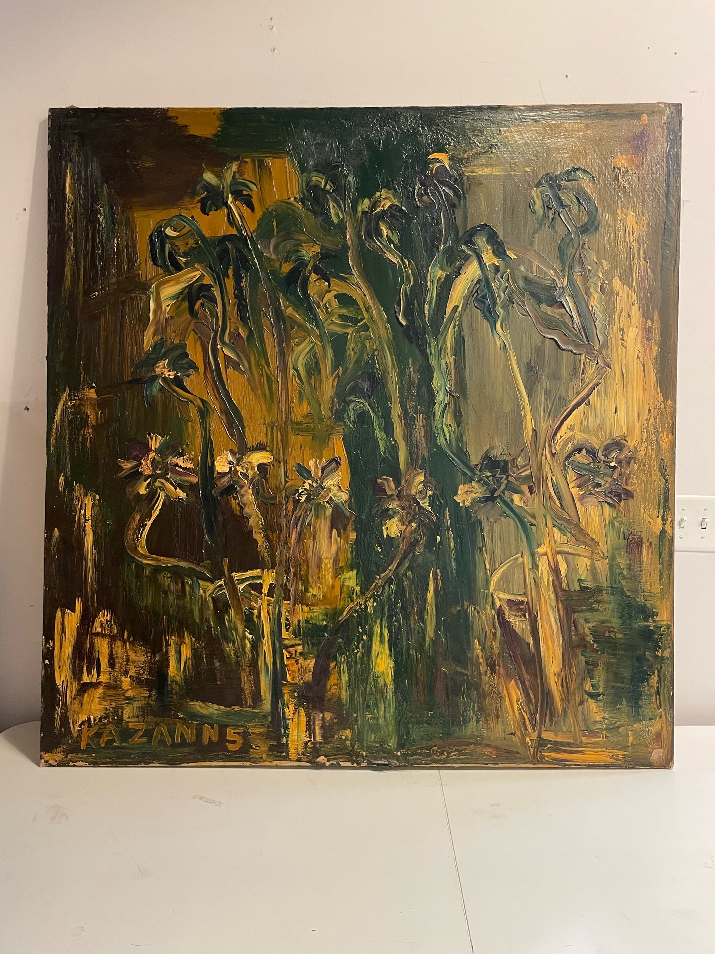 Large Modernist Acrylic Painting by John Kazann, signed