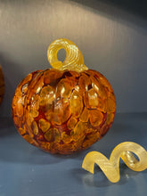 Load image into Gallery viewer, Set of 3 Brown Hand Crafted Pumpkins from Glass Eye Studio
