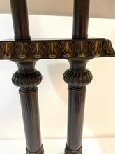 Load image into Gallery viewer, Double Pillar Table Lamp with Linen Shade
