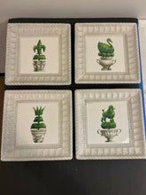 Load image into Gallery viewer, Set of Four Ceramic Plates with Garden Topiaries
