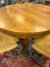 Load image into Gallery viewer, Round Pine Dining Table with Four Rush Seat Chairs
