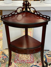 Load image into Gallery viewer, Two Tier Mahogany Corner Table  with  Faux Drawer
