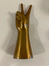 Load image into Gallery viewer, Gold Metal Hand with Peace Symbol
